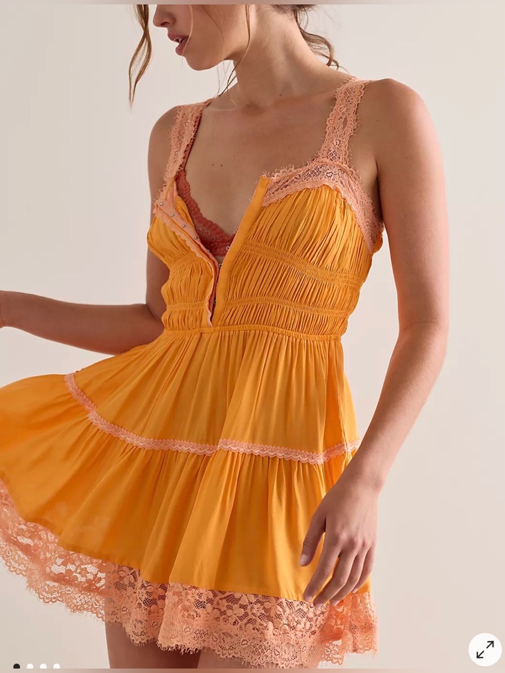 Free People ‘So in Love’ Mini Slip Dress with Lace Trim
